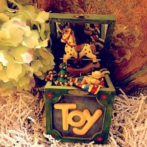 Vintage Christmas Music Box Rocking Horse Alphabet